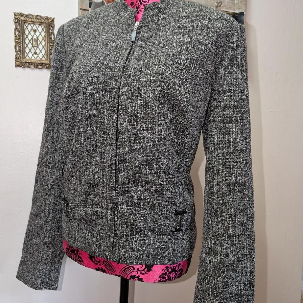 Dressbarn Women's Grey zip front blazer Jacket